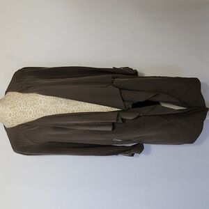 Eliane Rose Laganlook Cardigan Taupe Open Front Waterfall Pockets Tencel SZ L